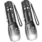 LED Flashlight, Ultra Bright XML T6 Handheld Flashlights - High Lumen, Zoomable, 5 Modes, Water-Resistant - Perfect for Camping Biking Home Emergency or Gift-Giving（2 Pack）