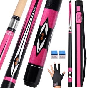 vonezone Pool cue Stick,Pro cue with Hard Case,58inch 18-19oz Billiard Stick Pool Cue Set,Pink/Orange/Green (Pink)