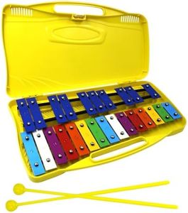 Soulmate Xylophone,25 Notes Glockenspiel Xylophone for kids 3 years+ Colorful Musical Toy,Professional Xylophone Instrument with case and Two Safe Mallets for Beginners, Music Teaching, Gifts(Yellow)