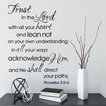 Runtoo Trust in the Lord Wall Decals [Extra Large] Bible Verse Inspirational Quotes Wall Stickers for Bedroom Living Room Family Lettering Wall Decor