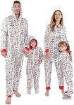 ANGELGGH Matching Christmas Onesie Pajamas for Family, Hooded One Piece Vacation PJs, Cute Printed Holiday Loungewear, White-snowman, Small