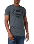 DC Comics Men's Mono Superman T-Shirt, Dark Heather Grey, L