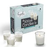 Hyoola White Votive Candles in Glass - Pack of 12 Votive Candle - 12 Hour Burn Time - Unscented Votive Candles - Glass Votives