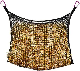 Bloomoak Knotless Slow Feed Hay Net with 4 Carabiner Clips for Horses/Open Top Hanging Hay Bag with Large Capacity for Full Day Feeding/Trailer (1.75" Hole for Slow Feed, M 35 * 31")…