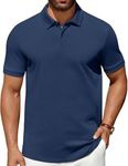 COOFANDY Polo Shirts for Men 100% Cotton Golf Shirts Work Polo Shirts Dress Polo Casual Mens t-Shirts Ribbed Cuffs Short Sleeve Regular fit Dark Navy