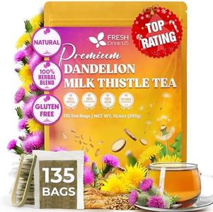 FreshDrinkUS, Herbal Tea | 30 Tea Bags | Caffeine-Free Herbal Blend (135 Bags Dandelion Milk Thistle Tea)