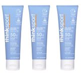 Thinksport SPF 50 plus Mineral Based Sunscreen, Safe, Natural Sunblock for Sports & Active Use, Water Resistant Reef Safe Sunscreen, Vegan Broad Spectrum Sun Screen for Sun Protection, 3 Oz (Pack of 3)