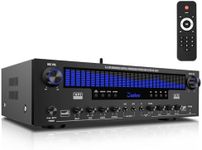 Daakro Stereo Receivers Home Audio Amplifier w/DSP Display,300W Rated Power 5.1 Channel Bluetooth Receiver,Home Amp w/BT/CD/DVD/AUX/USB/BT/FM/Opt/COA/MIC for Home/Studio/Theater Passive Speakers