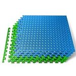 Thick Puzzle Exercise Mat, 6 Pcs EVA Foam Interlocking Tiles Protective Flooring for Gym Equipment and Cushion for Workouts, Durable Non-skid Texture, Easy To Assemble, Blue And Green