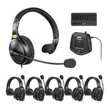 Saramonic WiTalk WT6S Full Duplex Wireless Intercom System for 6-Person Communication,1 Wired Lightweight Backband Headset & 5 Remote Single-Ear Headphone Microphone for Wedding Theatres Recording