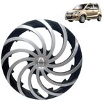 PRIGAN Wheel Cover for Maruti Wagon R LXI 13 Inch Black Silver Wheel Cap (Available in 12,13,14,15 Inch) (Set of 4 Pcs) (Press Fitting) Model- Cyclone-DC-13