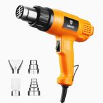 Heat Gun Dual Temperature Settings：DEKOPRO 2000W Heavy Duty Electric Hot Air Gun Kit with 4 Nozzles for Crafting, Vinyl Wrap, Shrink Wrapping/Tubing/PVC, Paint Stripping, Epoxy Resin