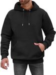 Caracilia Men's Fleece Hoodies Casual Loose Fit Long Sleeve Sweatshirts with Pockets Black XX-Large