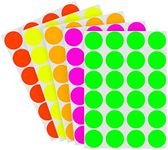 ChromaLabel 3/4 Inch Round Colored Stickers, High Visibility Removable Color Coding Labels, Easy to Write On Colored Dot Stickers - 5 Assorted Matte Finish Fluorescent Colors, 1200 Stickers