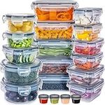 Set of 40 [20 Containers + 20 Lids] Airtight Food Storage Containers with Lids - Microwave Freezer Dishwasher Safe Plastic Containers with Lids Food Containers with Lids Lunch Fridge Containers