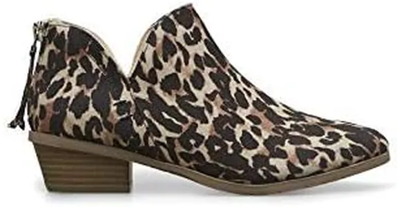 Kenneth Cole REACTION Women's Side Way Low Heel Ankle Bootie, Leopard, 6 M US