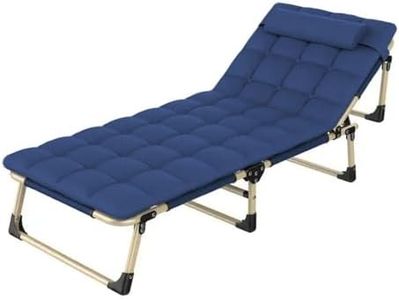 Kiliroo Adjustable Portable Folding Bed with Mattress and Headrest, Comfortable, Waterproof, Sturdy Steel Frame, 4 Reclining Positions, Portable, Ideal for Camping, Guests and Relaxation (Blue)