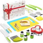 Kids Knife and Bread Cutters Set 21 Pieces, Cookie Cutter Bread and Vegetables Children, Knife for Toddler from 2 Years, Montessori Knife - Perfect Christmas or Birthday Gifts