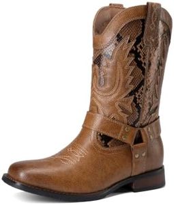 Bruno Marc Cowboy Boots for Men Square Toe Western Boots,Light Brown,9