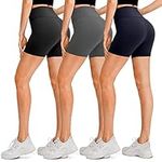 DHSO 3 Pack Biker Shorts for Women-5" High Waist Soft Summer Womens Shorts Spandex Workout Shorts for Running Athletics(3 Pack Black,Dark Gray,Navy, S/M)