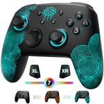 [Luminous Pattern] Switch Pro Controller Wireless Compatible with Nintendo Switch Manette/OLED/Lite, FUNLAB Firefly Bluetooth Remote Gamepad with 7 LED Colors/Paddle/Turbo/Motion Control for Zelda Fans