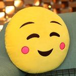 The Purple Tree Velvet Soft Plush Emoji Cushion Pillow For Sofa (Pack of 1, Blushing) Best Gift For Friends, Emoji Pillow, Decorative Throw Pillows, Bff Gifts, Gift For Boyfriend