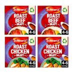 Gravy Mix Bundle Containing Schwartz Roast Beef Gravy 2pk 27g & Schwartz Roast Chicken Gravy 2pk 26g (4 Pack)