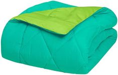 Elegant Comfort Goose Down Alternative -Diamond-Stitched- Quilted 3-Piece Reversible Comforter Set/Duvet Insert Soft Hypoallergenic Bedding-Medium Warmth for All Seasons, King, Aqua/Lime