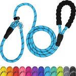 TagME Slip Rope Dog Lead for Medium Dogs,1.8m Reflective Slip Leads with Soft Padded Handle, 12 Colors Slip-On Nylon Leash for Training/Walking, Blue