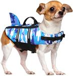 Queenmore Dog Life Jacket Pet Safety Vest High Buoyancy Camouflage Color Cute Shark with Strong Rescue Handle and Leash Ring for Boating, Canoeing, Surfing, Hunting X-Small