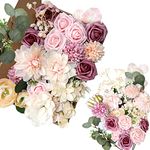 Artificial Flowers, OrgMemory Dusty Rose Faux Flowers Combo for Floral Arrangements Bouquets Wedding Decor (Champagne Dusty Pink)