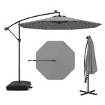 COSTWAY 3M Cantilever Garden Parasol, Hanging Offset Umbrella with 40 LED Lights, Solar Panel Batteries & Sand Bag, Outdoor Water-proof Canopy Sunshade Shelter for Patio Balcony (Dark Gray)