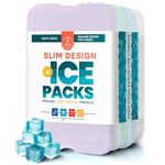 Healthy Packers® Reusable Ice Packs for Lunch Boxes - Long Lasting Slim Freezer Packs, Thin Non-Toxic BPA-Free Hard Gel Ice Blocks for Coolers, Kids & Adults Lunch Bags, Travel, Camping, Food Storage