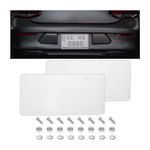 BELOMI 2 Pack Car License Plate Covers, Automotive Unbreakable Flat License Plate Tag Frames Shields Protector with Screws Fits All Standard US Plates, Universal for SUV, Truck, RV (Transparent)