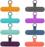 8 Pack Phone Tether Tabs, Universal Cell Phone Lanyard Fabric Canvas Patch Pad Sticker Anti-Lost Attachment Hanging Metal Ring Replacement for Smartphone Mobile Safety Wrist Neck Strap, Bright Colors