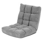 DORTALA Floor Folding Gaming Sofa Chair, Adjustable 14-Position Sleeper Bed with Alloy-steel Frame and Sponge Filling, Couch Recliner with Back Support, Memory Foam Floor Lazy Sofa for Reading Gaming Meditating, Gray