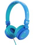 Planet Buddies Kids Headphones, Wired Headphones with Microphone for Kids, Volume Safe Foldable On Ear Earphones for School, Travel, Phone, Kindle - Blue Whale