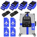 10 Pack Luggage Straps Luggage Tags, Adjustable Suitcase Luggage Belts, Silicone Suitcase Tag with Name ID Cards,Strap to Keep Suitcase Secure While Traveling (Blue)