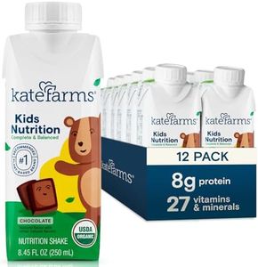 KATE FARMS Organic Kids Nutrition Chocolate Shake, 8g Protein, 27 Vitamins and Minerals, Meal Replacement, Gluten Free, Non-GMO, 8.45 oz (12 Pack)
