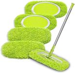 Wzxlj.Y 4 Pack Reusable Mop Pads Refill Compatible with Swiffer Sweeper Mop, Microfiber Wet Mopping Cloths for Floor Cleaning, Ideal for Home Cleaning Washable Floor (Green-4 Pack)