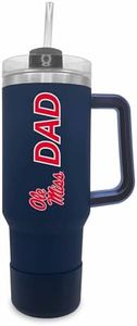 Campus Colors Collegiate 40oz Stainless Steel Travel Tumbler with Handle for Dad - Vacuum Insulated, Dual Lid & Straw, For Parents