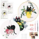 Yixhua 3 Sets Cat Embroidery Kit for Beginners,Cross Stitch Kit Adult with Pattern Starter Hand Embroidery with Instructions Arts and Crafts for Adult Learn to Embroider DIY Kits