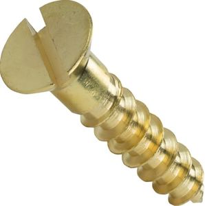#14 x 1-1/2" Solid Brass Flat Head Wood Screw Qty 50 Pieces, Slotted Drive, Number 14 Size x 1-1/2" Length