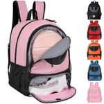 Basketball Bag Backpack for Women with Ball & Shoes Compartment 30L Capacity Lightweight Breathable Girls Soccer Ball Bag Backpack Fit Volleyball Football Sports Travel School Gym Black Pink