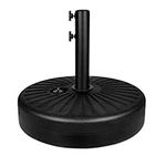 Simple Deluxe 20 Inch Fillable Market Patio Umbrella Base Stand with Holder, for Outdoor, Lawn, Garden, Yard, Deck, 50lbs Weight Capacity Heavy Duty, Round, Black