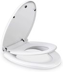 Trintion Family Toilet Seat 2-in-1 Soft Close Toilet Seat with Child Seat Built-in Detachable Magnetic Family Toilet Lid with 360 Degree Adjustable Hinges for Toddlers Adults (O-Shape White)