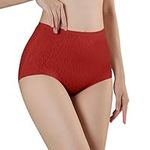 OUMSHBI Women High Waist Seamless Underwear Sexy Belly Controlling Butt Lifting Cotton Underwear Womens Underwear Bikini Vs Thong Panties (Red, M)