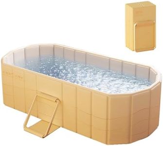 Xoxomeg 59inch Portable Foldable Bathtub for Adult, Large Space Bath tub, 5 Layers Thicken Bathtub Keep Heat Well, Installation Free (Gold)