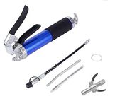 Zimpty ZY303 Grease Gun | Heavy Duty Pistol Grip Greaser | 6000 PSI | Standard 14oz Grease Cartridge | 18” Reinforced Flex Hose, Zerk Coupler, 6” Straight Extension & 5.5” Bend Ext, Sharp Nozzle