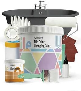 Tub and Tile Refinishing Kit, Tub Paint 17oz with 10pcs Tools, Tile Paint Kit Shower Bathtub Paint Water Based &Low Odor, Easy to Use Sink for Bathroom Kitchen, Semi-Gloss White, 25-30sq.ft Black